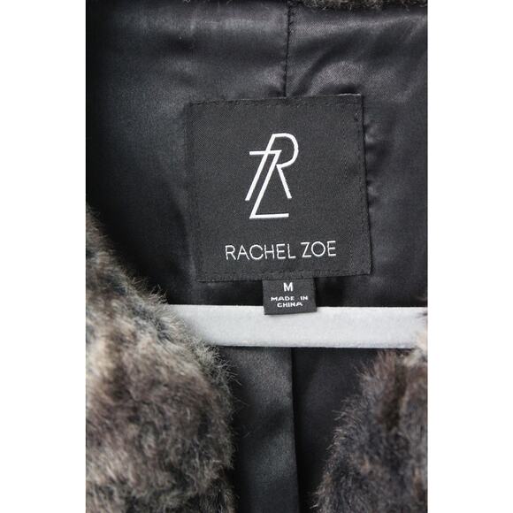 Rachel Zoe Brown Faux Fur Chunky Collared Open Front Vest Sz M - Picture 2 of 6